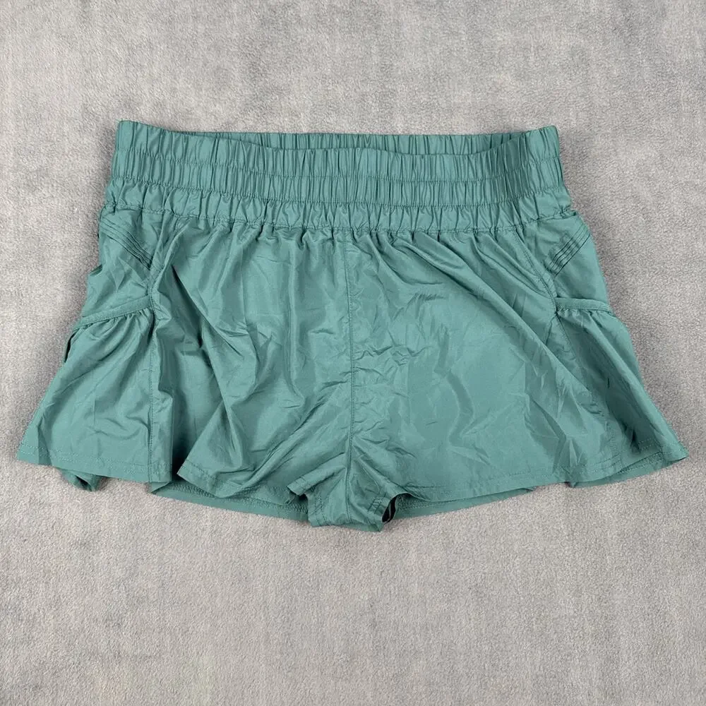Free People Movement Shorts Womens XL Green Lined Get Your Flirt On High Rise